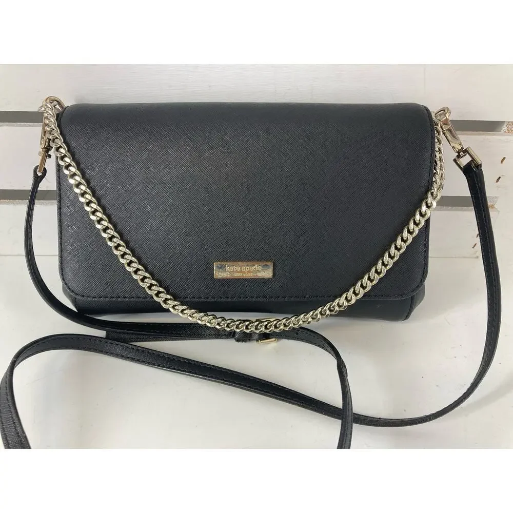 KATE SPADE, SMALL BLACK SAFFIANO LEATHER CROSSBODY BAG (ASIS)